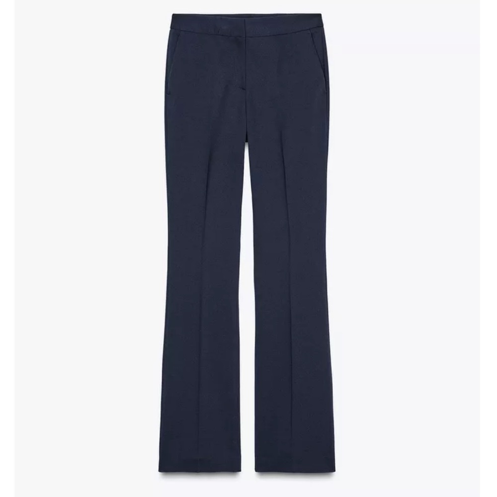 Zara Straight Mid-Rise Pants in Navy